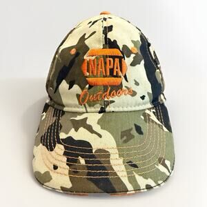 Napa Outdoors Mens Camo Auto Parts Outdoors Orange Adjustable Strapback Hat Cap
